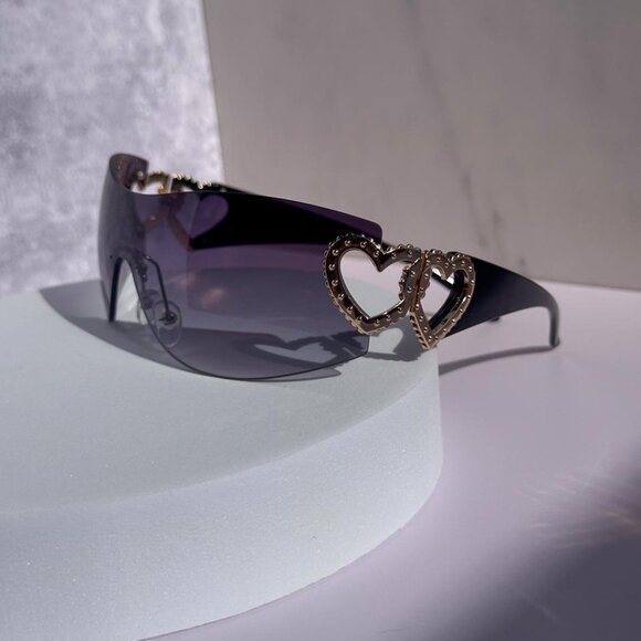 Y2K Rimless Sunglasses, Unisex in Light Gray. Trendy Gradient Wrap-Around - Picture 1 of 8
